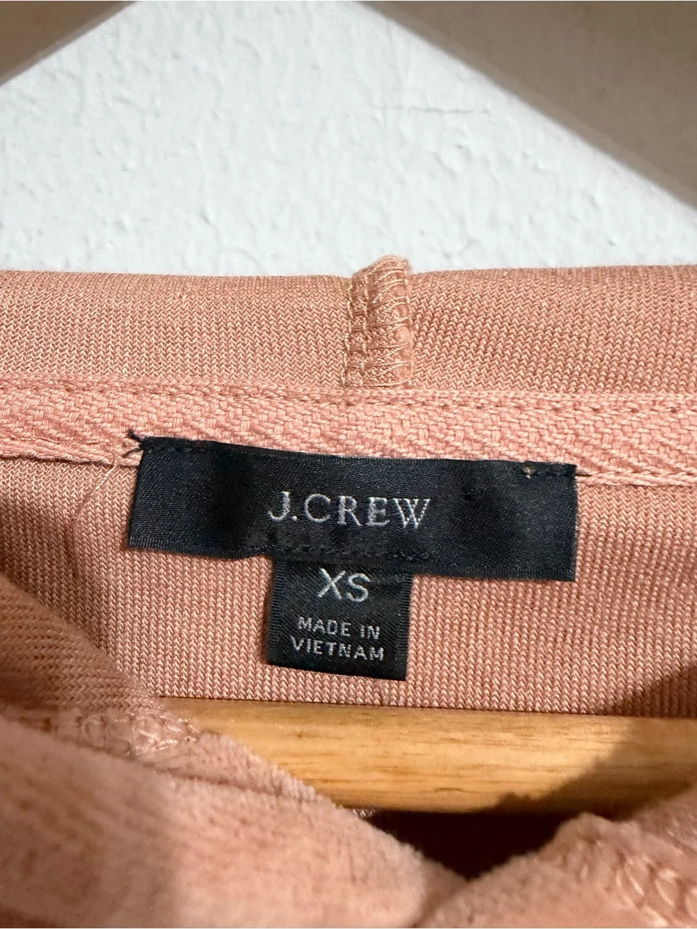 J. Crew Velour Pullover Hoodie Kangaroo Pocket Salmon Pink SZ XS